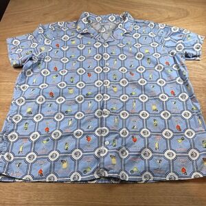 Old Navy XXXL Tall Cocktail Print Camp Shirt Blue Hawaiian Button Up